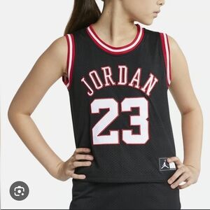 New Jordan Big Kids Black and Red Basketball Jersey XL